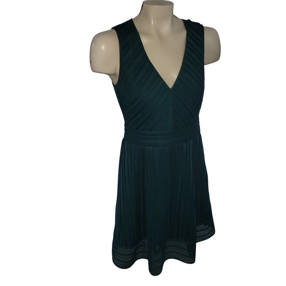 J. Crew NEW Textured V Neck Sleeveless Fit Flare Dress Teal Size 0 party prom